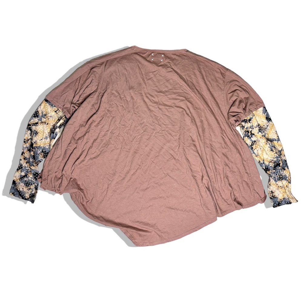 Free People x Vintage Souls Bandana Rodeo Twofer Cropped Tee Long Sleeve Top - Picture 5 of 9